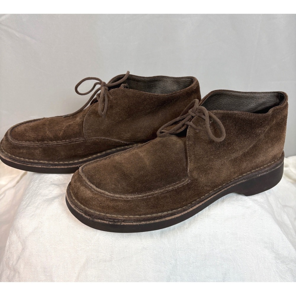 Shellys London Mens Vtg  Brown Suede Moc Toe Chukka Boots US 10.5 4787 Hipster